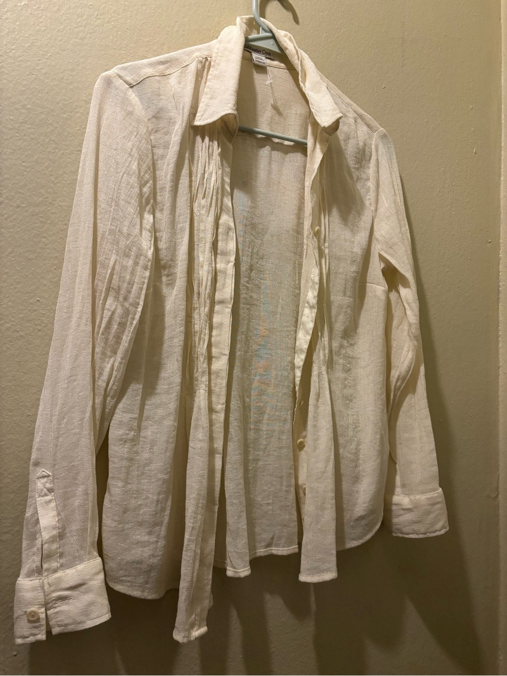 Coldwater Creek Lightweight Cream Button-Up Blouse